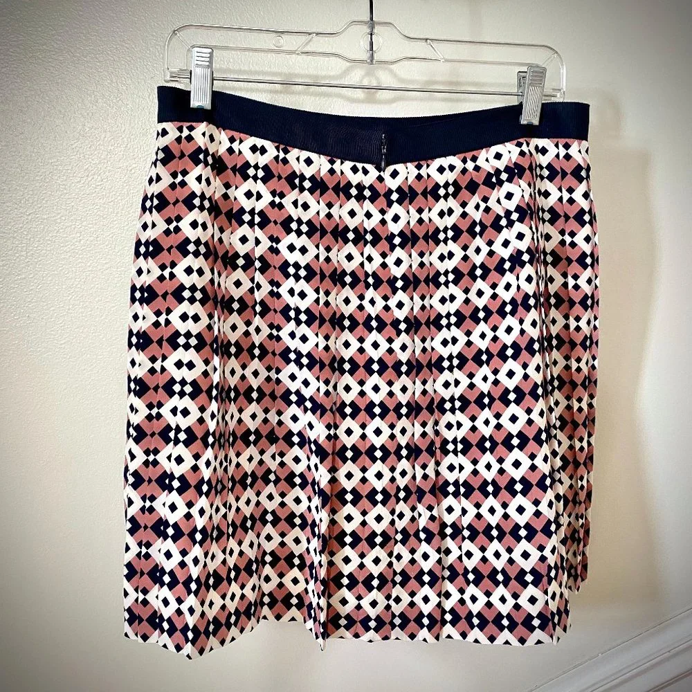 J. Crew Tile Silk Pleated Mini Skirt, size 4